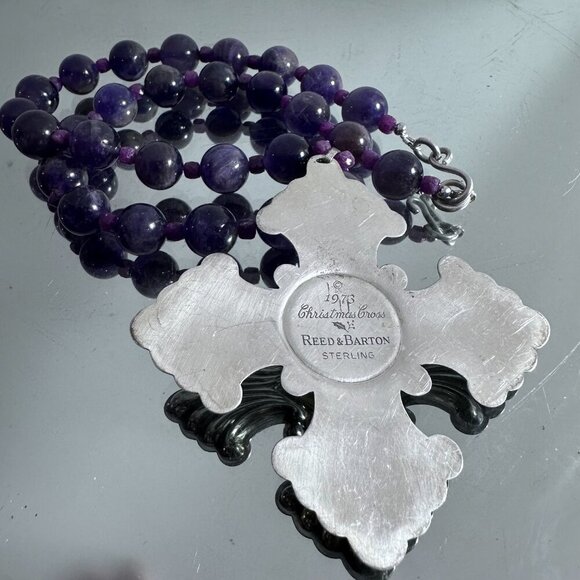 Maltese Cross Sterling Silver Genuine Ruby Amethyst Necklace 925 Choker Gift - Picture 8 of 8